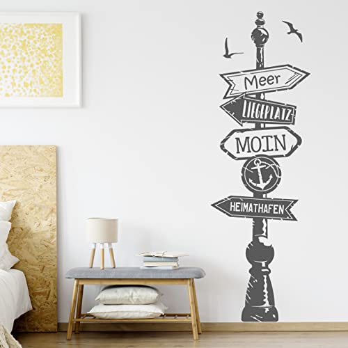 DESIGNSCAPE® Wandtattoo Wegweiser zum Meer | Maritime Worte | Farbe: königsblau | Größe: klein (33 x 100 cm) von DESIGNSCAPE