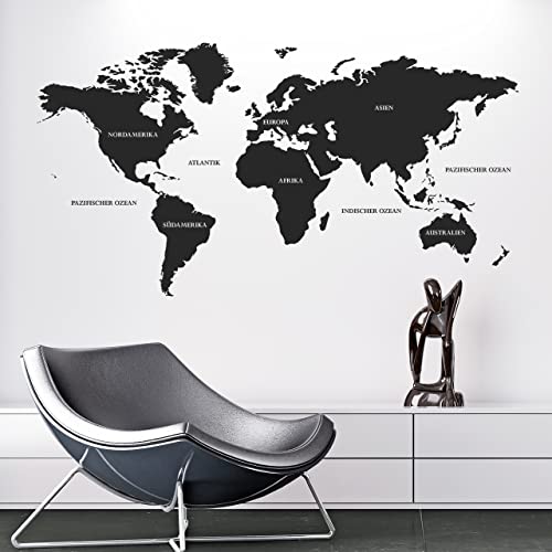 DESIGNSCAPE® Wandtattoo Weltkarte | Farbe: gold | Größe: groß (210 x 113 cm) von DESIGNSCAPE