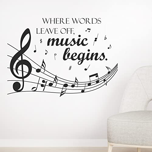 DESIGNSCAPE® Wandtattoo Where words leave off music begins | Musik Wanddeko | Farbe: schwarz | Größe: mittel (100 x 72 cm) von DESIGNSCAPE