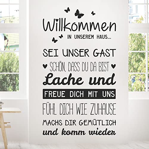 DESIGNSCAPE® Wandtattoo Willkommen Sei unser Gast | Wanddeko für Eingangsbereich und Flur | Farbe: braun | Größe: klein (52 x 90 cm) von DESIGNSCAPE