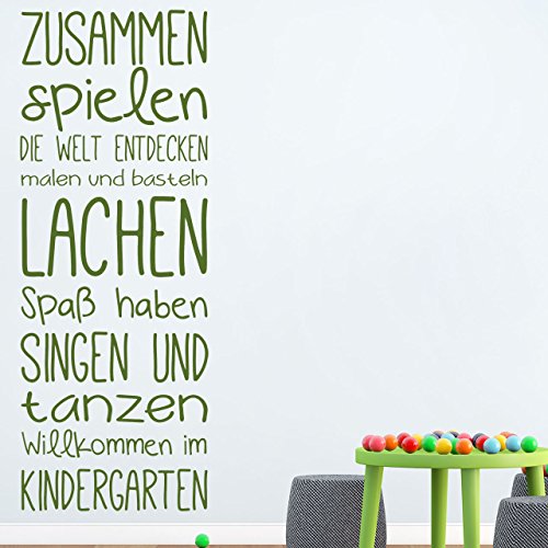 DESIGNSCAPE® Wandtattoo Willkommen im Kindergarten | Farbe: grasgrün | Größe: klein (38 x 100 cm) von DESIGNSCAPE