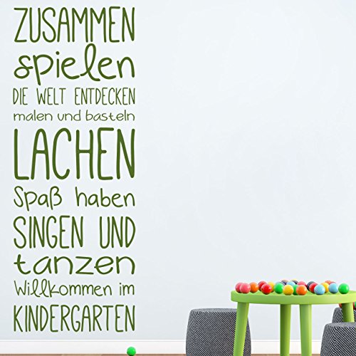 DESIGNSCAPE® Wandtattoo Willkommen im Kindergarten | Farbe: lindgrün | Größe: groß (68 x 180 cm) von DESIGNSCAPE