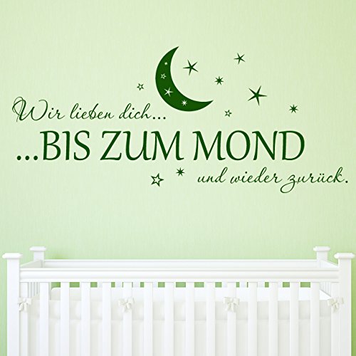 DESIGNSCAPE® Wandtattoo Wir lieben dich bis zum Mond und wieder zurück | Farbe: gelb | Größe: mittel (90 x 40 cm) von DESIGNSCAPE