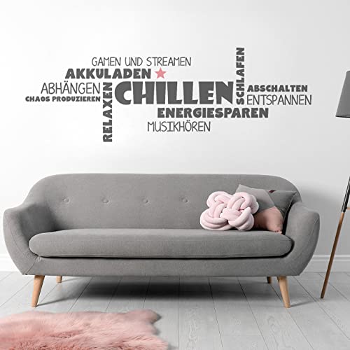 DESIGNSCAPE® Wandtattoo Wortwolke Chillen und Relaxen für das Jugendzimmer | Farbe 1: pastell-blau | Größe: mittel (100 x 34 cm cm) von DESIGNSCAPE