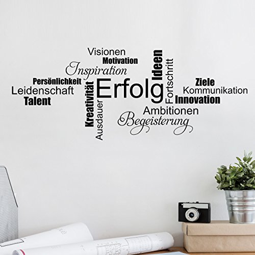 DESIGNSCAPE® Wandtattoo Wortwolke Erfolg Motivation Begeisterung Leidenschaft Kommunikation | Farbe: dunkelrot | Größe: klein (80 x 32 cm) von DESIGNSCAPE