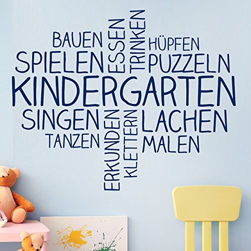 DESIGNSCAPE® Wandtattoo Wortwolke Kindergarten | Kindergarten Wanddekoration | Farbe: enzian | Größe: groß (140 x 113 cm) von DESIGNSCAPE