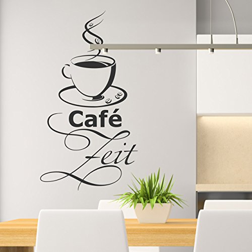 DESIGNSCAPE® Wandtattoo Zeit für Café mit Kaffeetasse und Kaffeebohnen für Genießer | Farbe: lindgrün | Größe: klein (22 x 40 cm) von DESIGNSCAPE