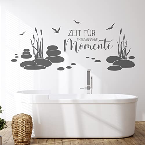 DESIGNSCAPE® Wandtattoo Zeit für entspannende Momente | Wellness Wanddeko Badezimmer und Schlafzimmer | Farbe: beige | Größe: klein (60 x 25 cm) von DESIGNSCAPE