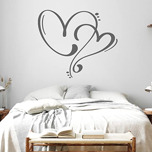DESIGNSCAPE® Wandtattoo Zwei verschlungene Herzen | Romantische Wanddekoration | Farbe: rot | Größe: klein (60 x 52 cm) von DESIGNSCAPE