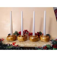 Adventskranz Aus Olivenholz - Kerzenhalter Für Weihnachten Votivkerze Teelichthalter Handgeschnitztes Holz Weihnachtsgeschenk von DESIGNitalysr