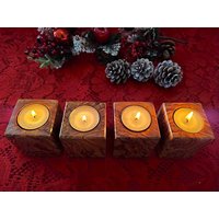 Kerzenhalter Aus Olivenholz Für Weihnachten - Adventskranz Votivkerze Teelichthalter Handgeschnitztes Holz von DESIGNitalysr