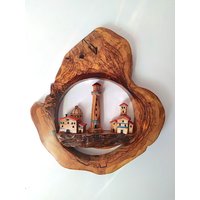 Wand Aus Olivenholz - Holz Für Den Außenbereich Wanddekoration Leuchtturm Miniatur-Dekor Heimdekoration Andenken Skulptur von DESIGNitalysr