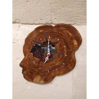 Wanduhr Aus Olivenholz Und Epoxidharz - Vintage-Uhr Valentinstagsgeschenk Ostergeschenk Geschnitztes Holz Wohnkultur von DESIGNitalysr