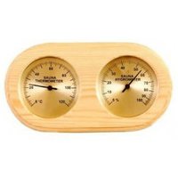Thermometer, sawo Hygrometer (aus Kiefer) für Sauna mit goldenem Zifferblatt 2 von DESINEO