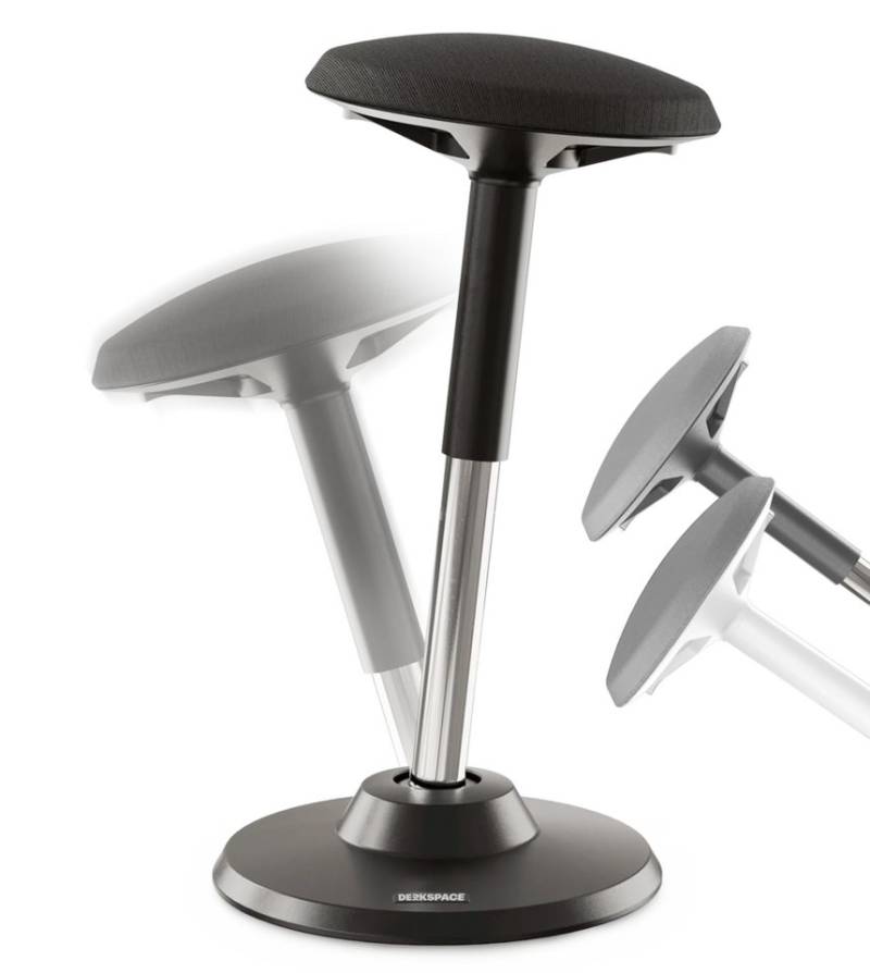 DESKSPACE Drehhocker Motion Ergonomischer Stehhocker - Höhenverstellbarer Bürohocker (Einzelartikel), Höhenverstellbarer Stehhocker mit ergonomischem Sitzkomfort von DESKSPACE