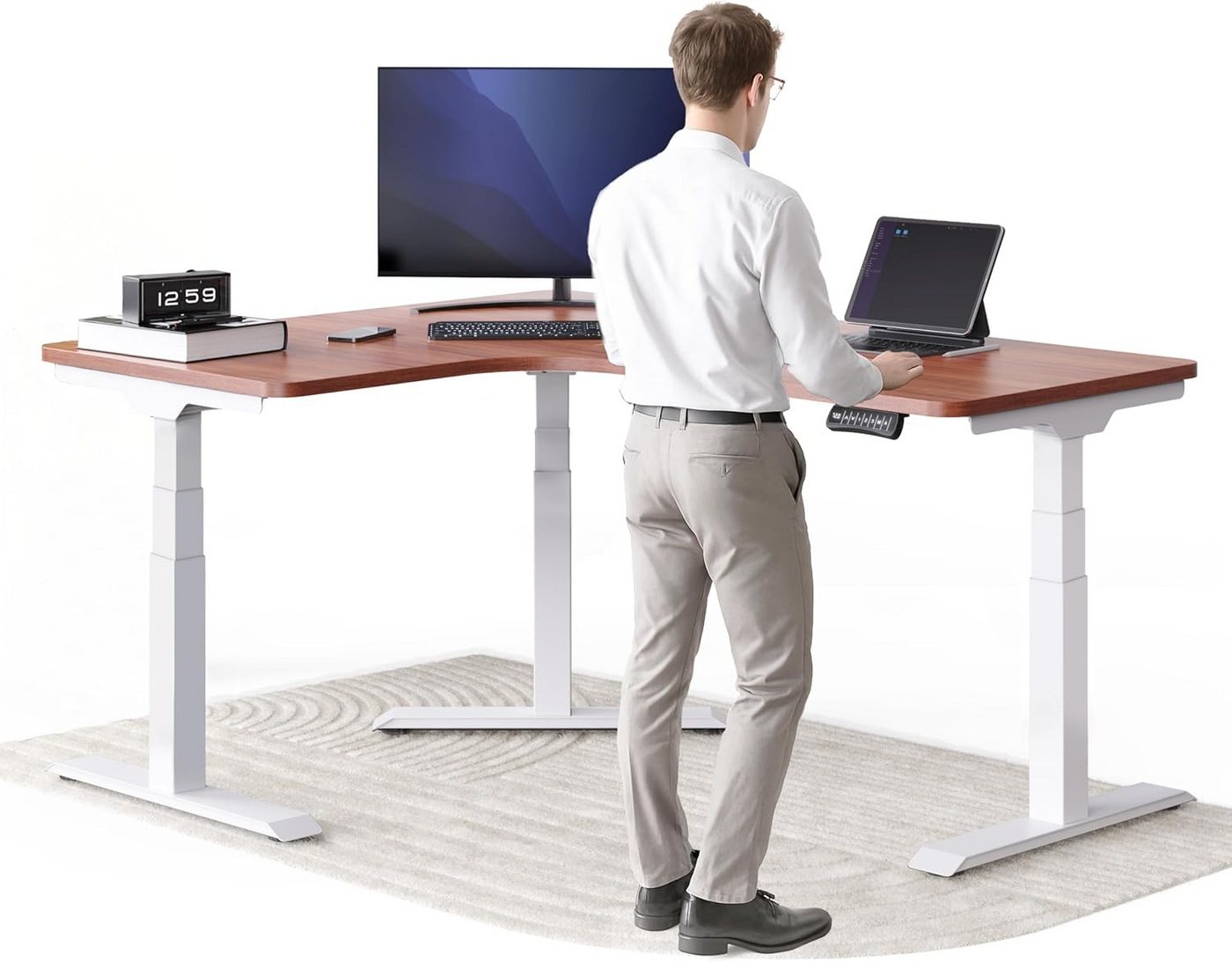DESKSPACE Eckschreibtisch Eck Steh-Sitz Schreibtisch elektrisch verstellbar mit Speicherfunktion, ergonomisches Steh-Sitz-System, leiser Motor unter 50 dB DESKSPACE Eckschreibtisch Eck Steh-Sitz Schreibtisch elektrisch verstellbar mit Speicherfunktion, ergonomisches Steh-Sitz-System, leiser Motor unter 50 dB von DESKSPACE