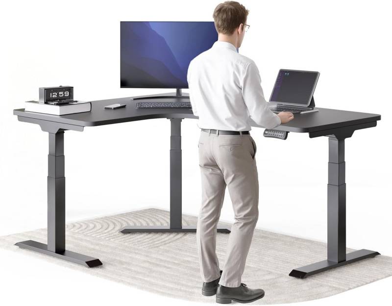 DESKSPACE Eckschreibtisch Eck Steh-Sitz Schreibtisch elektrisch verstellbar mit Speicherfunktion, ergonomisches Steh-Sitz-System, leiser Motor unter 50 dB DESKSPACE Eckschreibtisch Eck Steh-Sitz Schreibtisch elektrisch verstellbar mit Speicherfunktion, ergonomisches Steh-Sitz-System, leiser Motor unter 50 dB von DESKSPACE