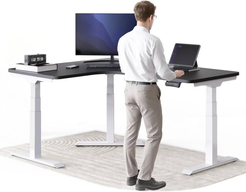 DESKSPACE Eckschreibtisch Eck Steh-Sitz Schreibtisch elektrisch verstellbar mit Speicherfunktion, ergonomisches Steh-Sitz-System, leiser Motor unter 50 dB DESKSPACE Eckschreibtisch Eck Steh-Sitz Schreibtisch elektrisch verstellbar mit Speicherfunktion, ergonomisches Steh-Sitz-System, leiser Motor unter 50 dB von DESKSPACE