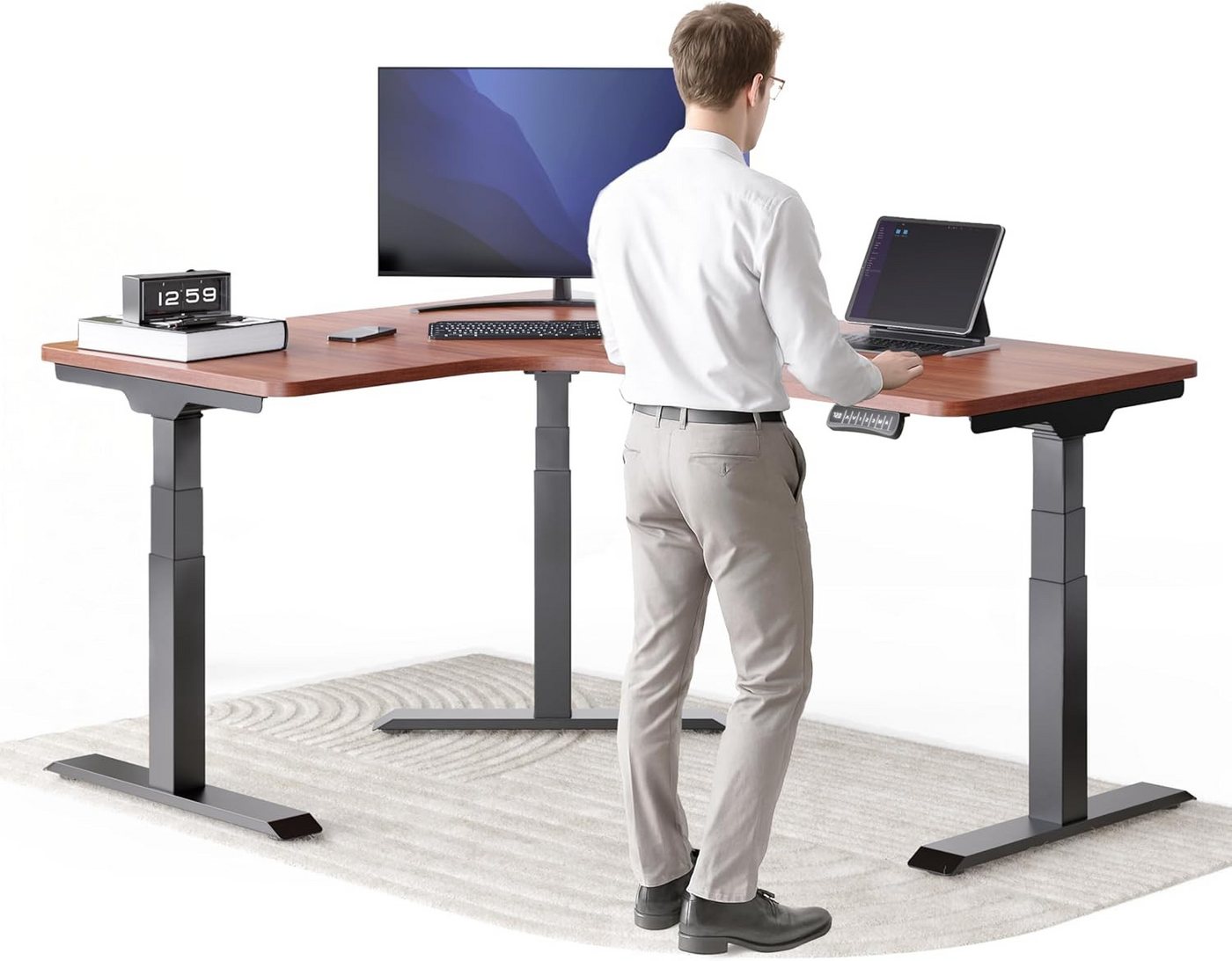 DESKSPACE Eckschreibtisch Eck Steh-Sitz Schreibtisch elektrisch verstellbar mit Speicherfunktion, ergonomisches Steh-Sitz-System, leiser Motor unter 50 dB DESKSPACE Eckschreibtisch Eck Steh-Sitz Schreibtisch elektrisch verstellbar mit Speicherfunktion, ergonomisches Steh-Sitz-System, leiser Motor unter 50 dB von DESKSPACE