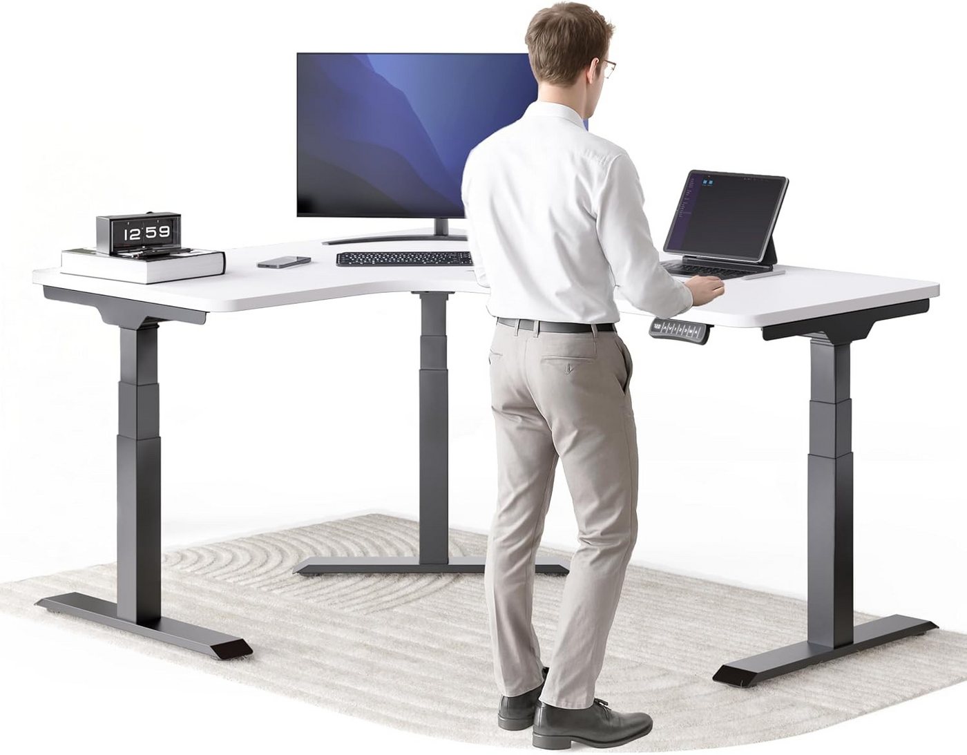DESKSPACE Eckschreibtisch Eck Steh-Sitz Schreibtisch elektrisch verstellbar mit Speicherfunktion, ergonomisches Steh-Sitz-System, leiser Motor unter 50 dB DESKSPACE Eckschreibtisch Eck Steh-Sitz Schreibtisch elektrisch verstellbar mit Speicherfunktion, ergonomisches Steh-Sitz-System, leiser Motor unter 50 dB von DESKSPACE