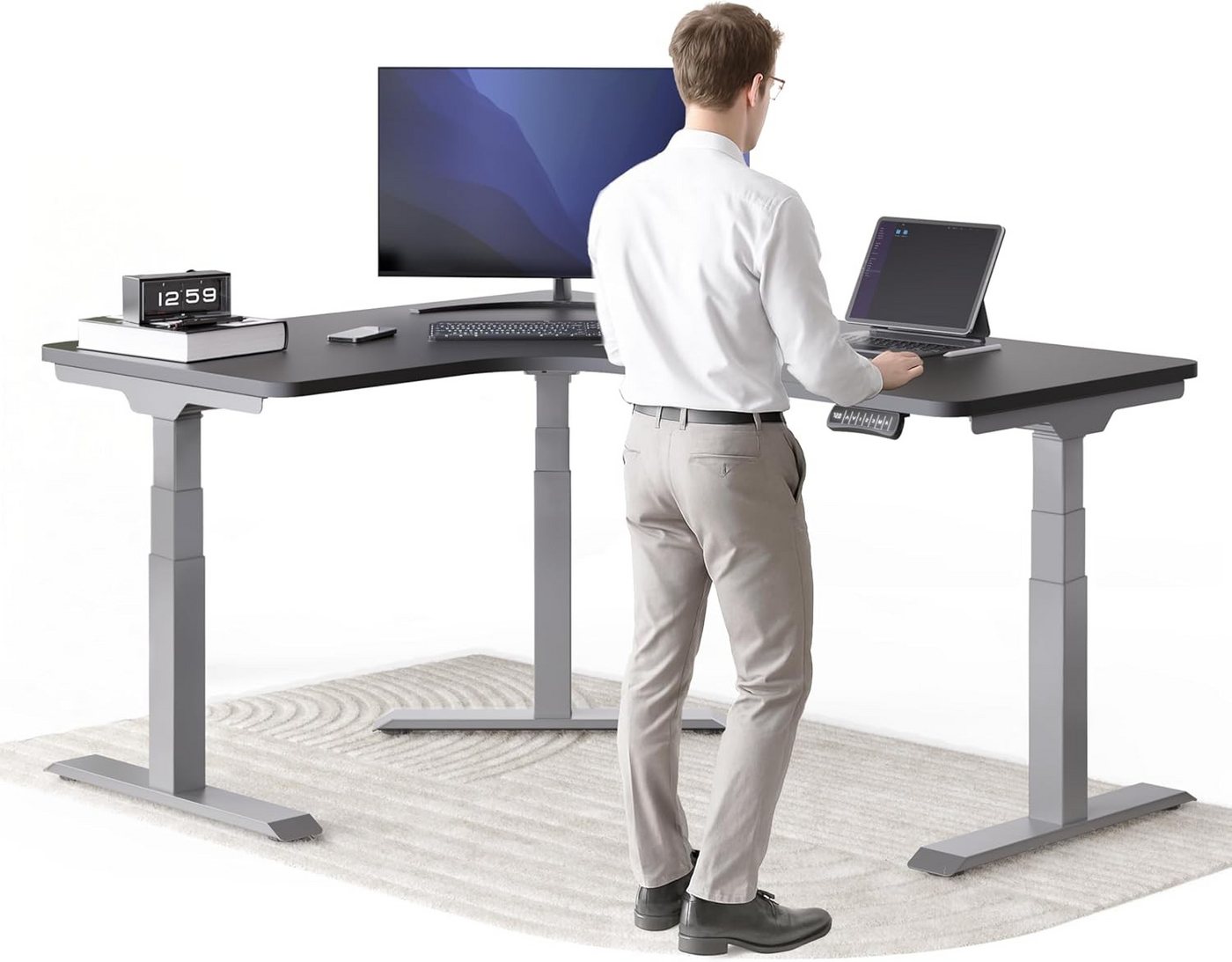 DESKSPACE Eckschreibtisch Eck Steh-Sitz Schreibtisch elektrisch verstellbar mit Speicherfunktion, ergonomisches Steh-Sitz-System, leiser Motor unter 50 dB DESKSPACE Eckschreibtisch Eck Steh-Sitz Schreibtisch elektrisch verstellbar mit Speicherfunktion, ergonomisches Steh-Sitz-System, leiser Motor unter 50 dB von DESKSPACE