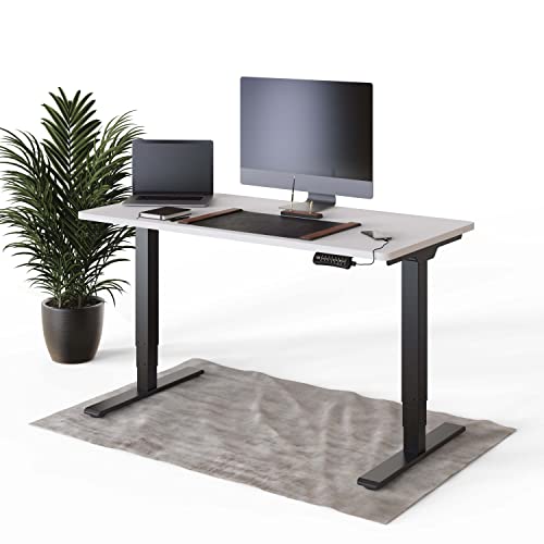 DESKSPACE PRO Plus Elektrisch höhenverstellbarer Schreibtisch - Ergonomischer Stehpult mit Memoryfunktion Kollisionschutz (Schwarzes Gestell, Weiße Tischplatte, 140 x 70 cm) von DESKSPACE