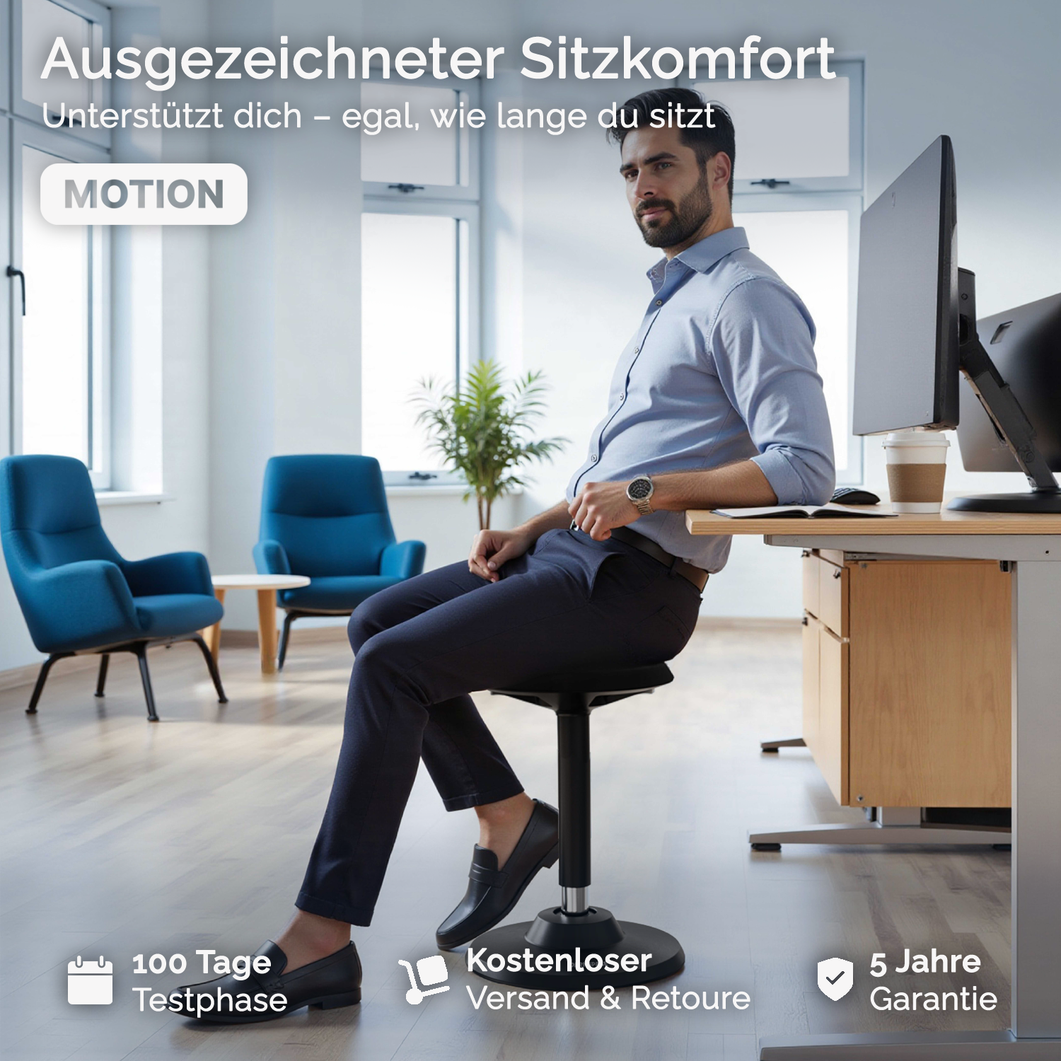 Ergonomischer Bürohocker | Motion | Gray Ergonomischer Bürohocker | Motion | Gray von DESKSPACE