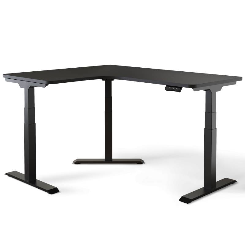 Höhenverstellbarer Schreibtisch | Corner | Schwarz / Schwarzes / 160 x 130 x 70 cm von DESKSPACE