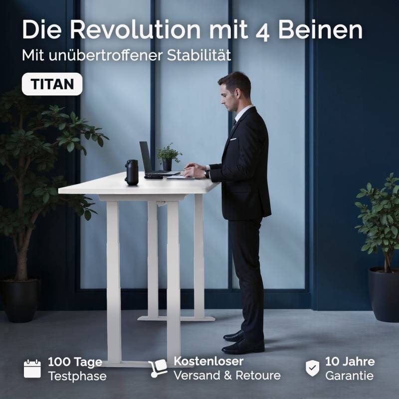 Höhenverstellbarer Schreibtisch | Titan | Schwarz / Graues / 180 x 80 cm von DESKSPACE
