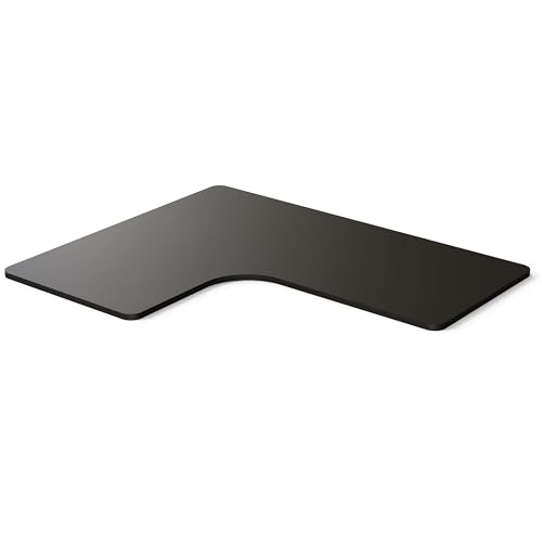 DESKSPACE Eck-Tischplatte, 2,5 cm Massive Schwarz-Schreibtischplatte, 160 x 130 x 70 cm, Ideale Holzplatte für den Esstisch & höhenverstellbarer Schreibtisch über Eck, Langlebige Arbeitsplatte von DESQUP