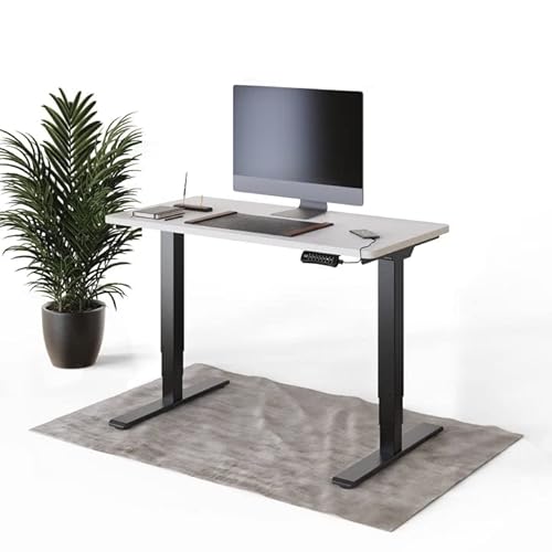 DESQUP® PRO Plus Elektrisch höhenverstellbarer Schreibtisch | +120x60 cm Weiße Tischplatte | Ergonomischer Stehpult mit Memory Funktion & Kollisionschutz | Schwarzes elektrisches Gestell von DESQUP