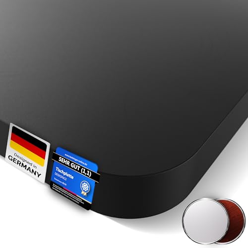 DESKSPACE Tischplatte - 2,5 cm Extra-Dicke Schwarze Schreibtischplatte 140x70 cm, Ideale Holzplatte für den Höhenverstellbaren Schreibtisch, Esstisch und mehr, Langlebige Arbeitsplatte von DESQUP