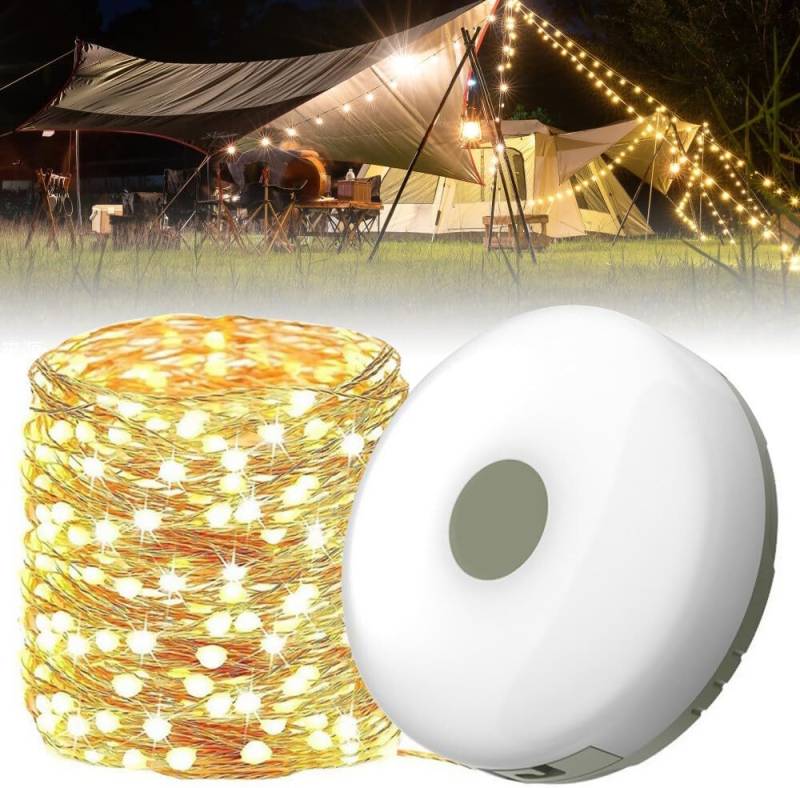 DESUO Lichterkette 12m Camping Lichterkette Aufrollbar 8 Beleuchtungsmodi Wasserdichte von DESUO