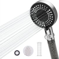 Detbom - Handbrause 6 Düsen zur Auswahl Chrom-Duschkopf mit Stopp-Taste Duschkopf mit Antikalk-Filter und Auswechselbarer PP-Baumwolle von DETBOM
