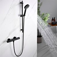 Thermostat-Duschsäule Schwarzer Duschmischer mit 3 Düsen Handbrause und Duschstange Modernes Duschset - Detbom von DETBOM