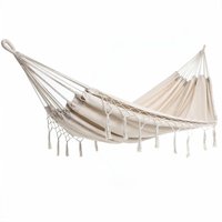 DETEX® Hängematte 2 Personen XXL 150cm breit bis 300kg Boho-Style strapazierfähig wetterfest Gartenhängematte creme von DETEX