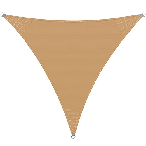 DETEX® Sonnensegel Wasserdicht Oxford Sonnenschutz Dreieck 5x5x5m 50+ UV-Schutz Garten Segeltuch mit Ösen Sichtschutz Windschutz Beige Terrassenüberdachung von DETEX