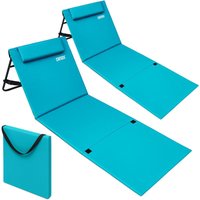 DETEX® Strandmatte mit Rückenlehne Gepolstert Sonnenliege klappbar UV-beständig Tasche Reißverschluss Kissen Tragegurt Garten Camping Picknick von DETEX