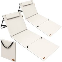 DETEX® Strandmatte mit Rückenlehne Gepolstert Sonnenliege klappbar UV-beständig Tasche Reißverschluss Kissen Tragegurt Garten Camping Picknick von DETEX
