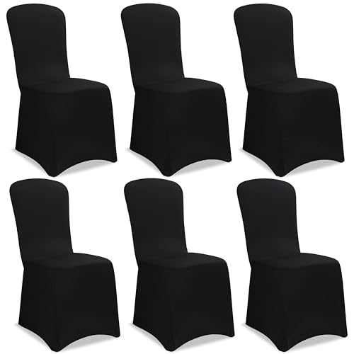 DETEX® Stuhlhussen 6er Set Schwarz ÖKO-TEX® Zertifiziert Stretch Stuhlbezug Waschbar Hussen für Stühle Hochzeit Bezug Esszimmerstühle Hohe Lehne Deko von DETEX