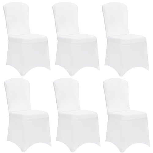 DETEX® Stuhlhussen 6er Set Weiß ÖKO-TEX® Zertifiziert Stretch Stuhlbezug Waschbar Hochzeit Hussen für Stühle Bezug Überzug ohne Armlehne Blickdicht von DETEX