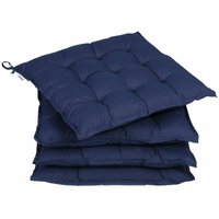 Detex - 4er Set Stuhlkissen 41x37x5cm Bänder Viskoeffekt Indoor Outdoor Stuhlauflage Kissen Sitzkissen Auflage Polster blau von DETEX