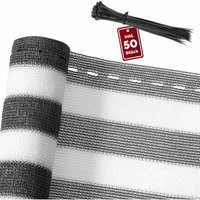 Balkon Sichtschutz Wetterfest mit 10m Länge Zaun 85% Schattierwirkung UV-Beständig Windschutz 50 Kabelbinder Garten Schattiernetz grau-weiß 1.4x10 m von DETEX