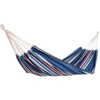 Hängematte 300kg belastbar 320x150cm atmungsaktiv Fransen wetterfest Camping Garten Tuchhängematte Mehrpersonen blau - Detex von DETEX