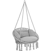 Hängesessel bis 150kg Belastbar Boho Stil Wetterfest GS-zertifiziert Garten 360° Drehbar Hängestuhl Indoor & Outdoor inkl. bequemer Kissen hellgrau Hängesessel bis 150kg Belastbar Boho Stil Wetterfest GS-zertifiziert Garten 360° Drehbar Hängestuhl Indoor & Outdoor inkl. bequemer Kissen hellgrau von DETEX