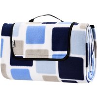 Picknickdecke Campingdecke Strandmatte Wasserdicht Wärmeisoliert Waschbar Fleece Faltbar Garten Stranddecke 200x200cm, Quadrate/Blau - Detex von DETEX