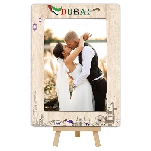 DETIHO Dubai Reise-Bilderrahmen, Dubai-Thema, Holzrahmen mit Staffelei-Ständer für Heimdekoration, Tisch-Display, Urlaub, Flitterwochen, Geschenke für Freunde, Paare, 10 x 15 cm, D07 DETIHO Dubai Reise-Bilderrahmen, Dubai-Thema, Holzrahmen mit Staffelei-Ständer für Heimdekoration, Tisch-Display, Urlaub, Flitterwochen, Geschenke für Freunde, Paare, 10 x 15 cm, D07 von DETIHO