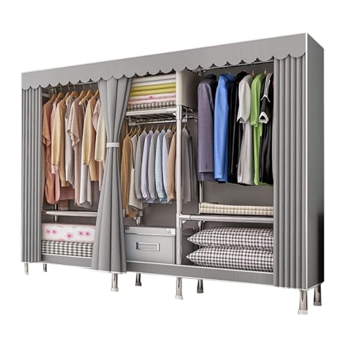 DETMOL Kleiderschrank Stoff,Wardrobe Closet Stoff Regal Garderobenschrank Faltschrank Mit Stoff,Farbewahl 106x46x173 cm (Grau) von DETMOL