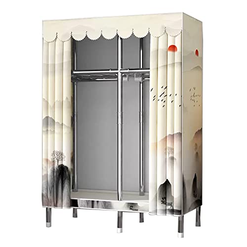 Kleiderschrank Tragbarer Kleiderschrank aus Segeltuch,großer Kleideraufbewahrungsorganisator mit Kleiderstange,Regale,Faltbarer Schrank für Schlafzimmer,Wohnzimmer,D-105x45x170cm von DETMOL