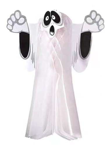DETPWVWB 3D Ghost Hanging Ornamente – Terrifying Paper Honeycomb Decorations für Halloween Partys, Bars, Häuser (klein) von DETPWVWB